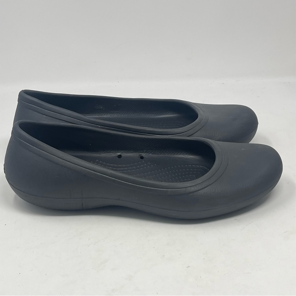 Crocs At Work Shoes Womens 7 Black Ballet Flat Slip Resistant Slip On Comfort